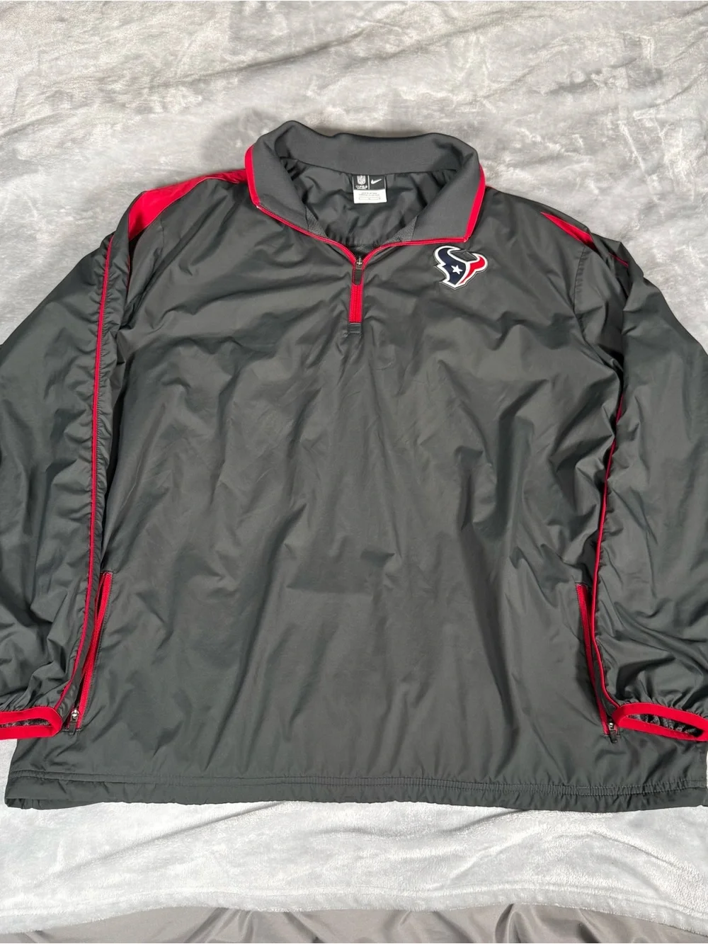 Nike Houston Texans On Field Windbreaker Jacket Mens L 1/4 Zip Gray